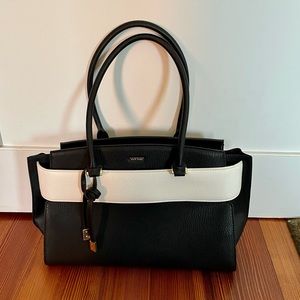 WHBM Black & White shoulder tote